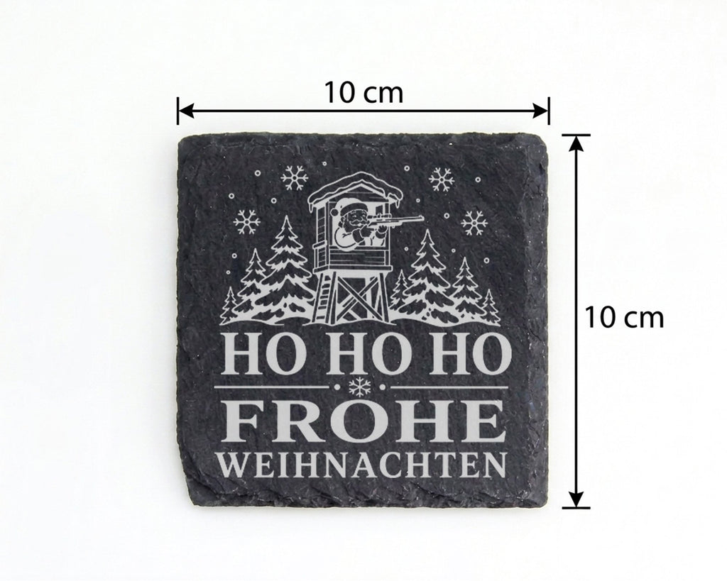 Schiefer Untersetzer Jäger Weihnachtsmann - Frohe Weihnachten Geschenk – Bild 4