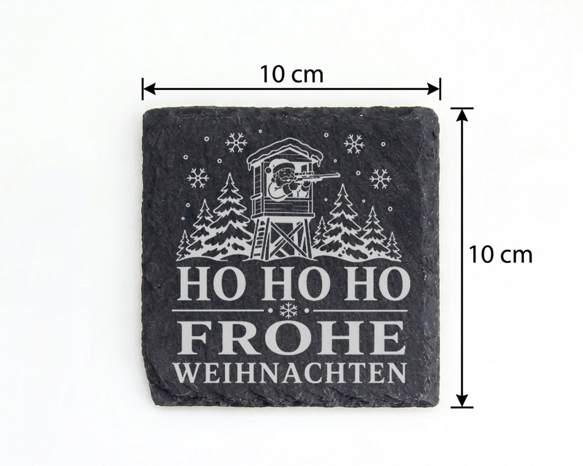 Schiefer Untersetzer Jäger Weihnachtsmann - Frohe Weihnachten Geschenk – Bild 4