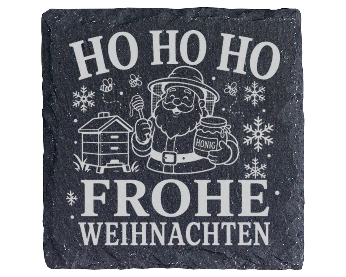 Schiefer Untersetzer Imker Weihnachtsmann - Frohe Weihnachten Geschenk – Bild 1