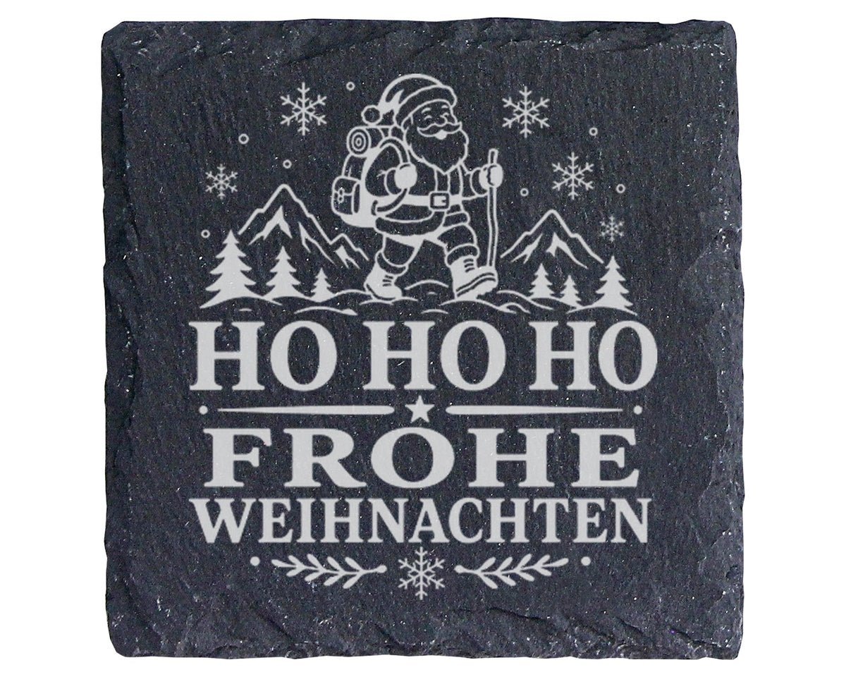 Schiefer Untersetzer Wandern Weihnachtsmann - Frohe Weihnachten Gesche – Bild 1