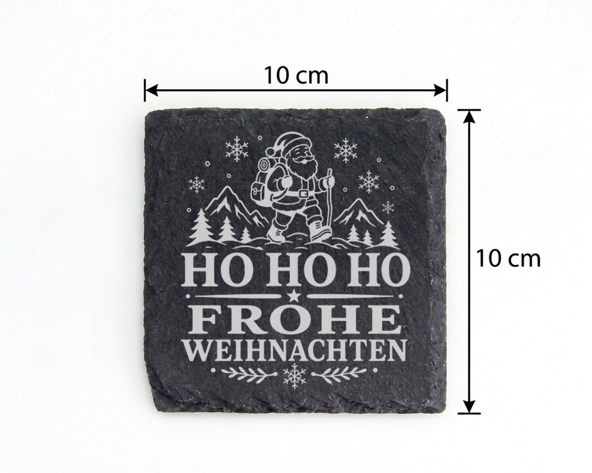 Schiefer Untersetzer Wandern Weihnachtsmann - Frohe Weihnachten Gesche – Bild 4