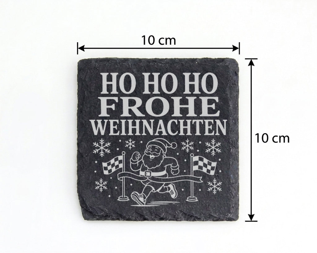 Schiefer Untersetzer Laufen Weihnachtsmann im Zieleinlauf - Frohe Weih – Bild 4
