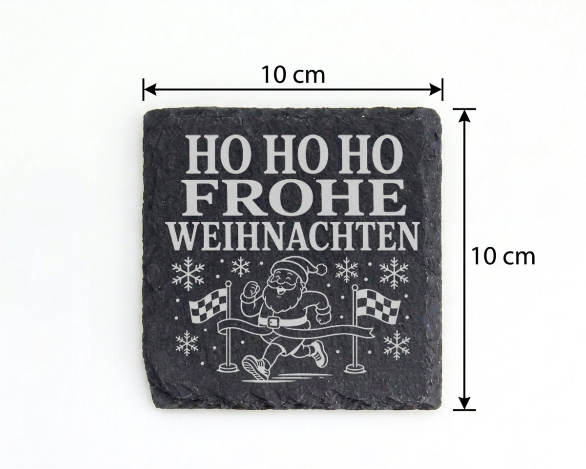 Schiefer Untersetzer Laufen Weihnachtsmann im Zieleinlauf - Frohe Weih – Bild 4