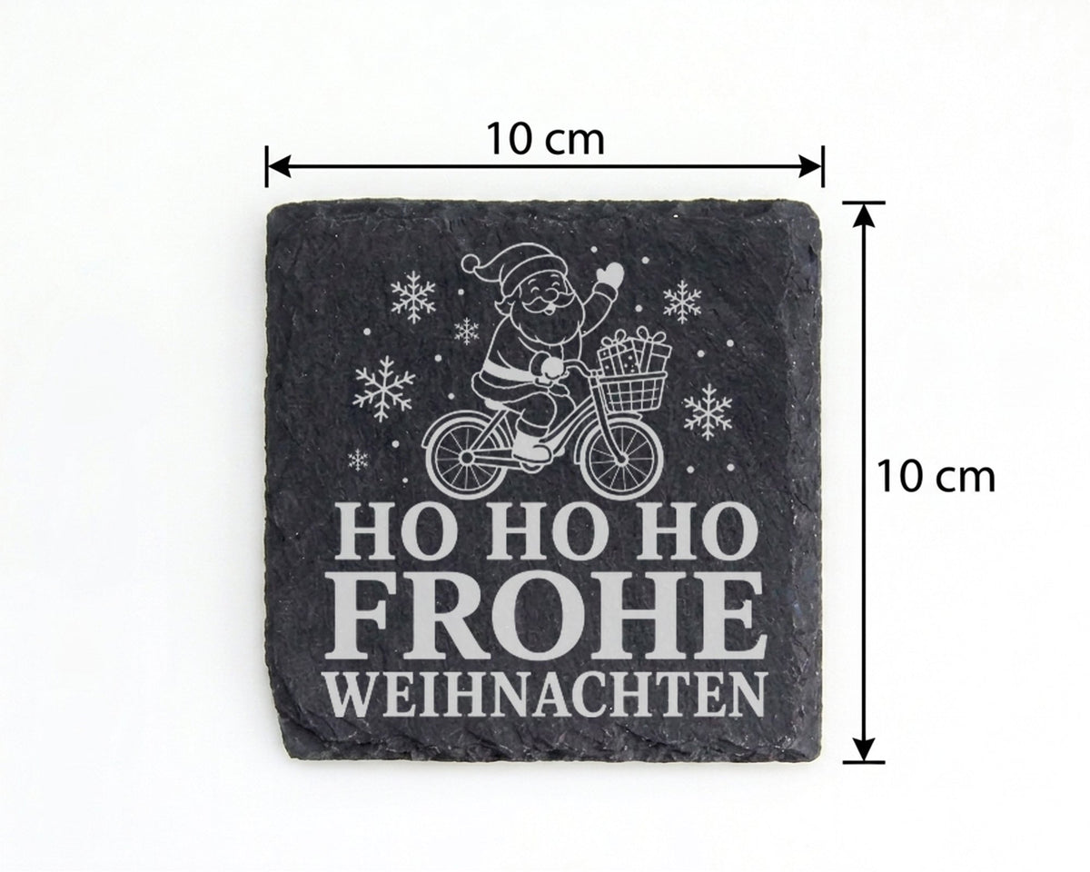 Schiefer Untersetzer Fahrrad Weihnachtsmann - Frohe Weihnachten Gesche – Bild 4