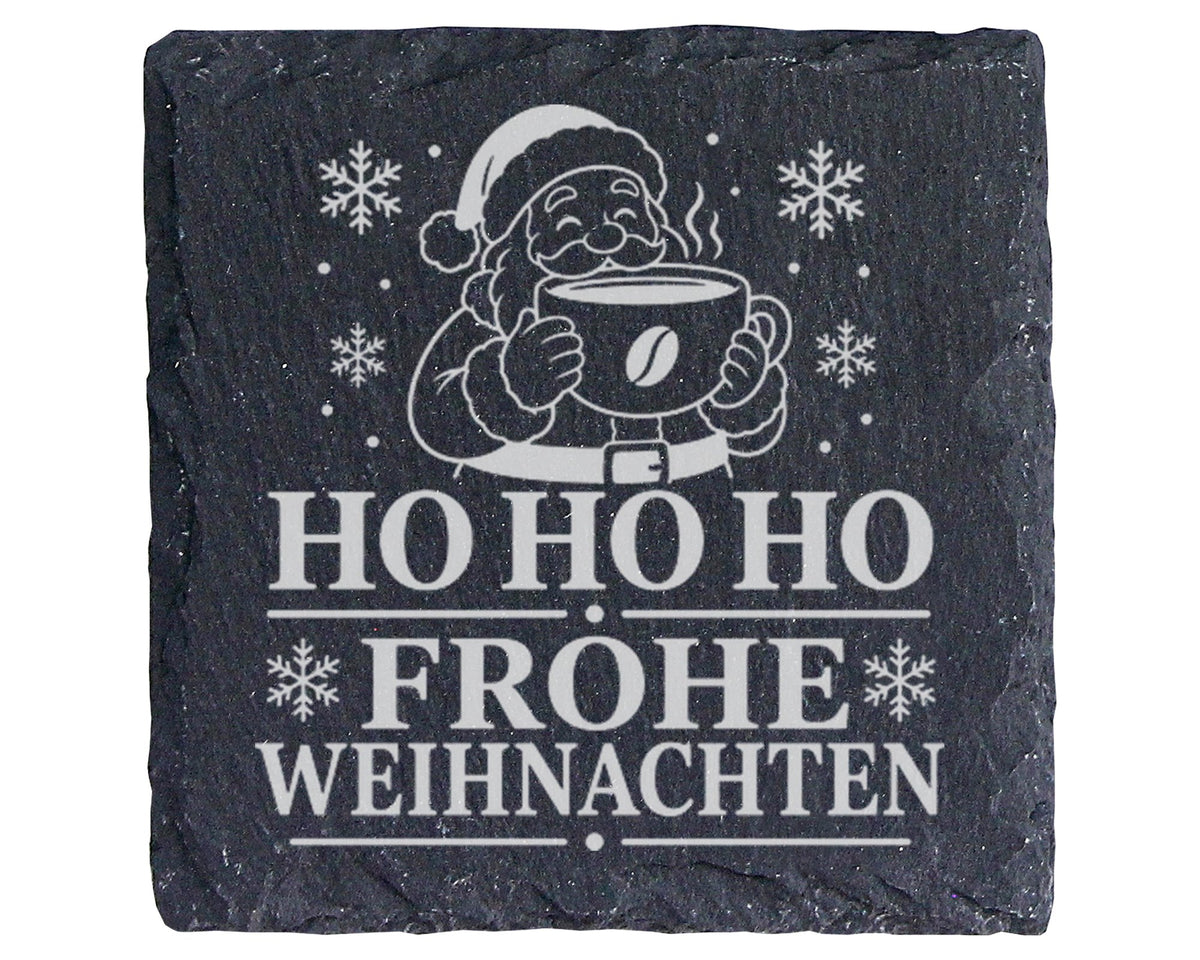 Schiefer Untersetzer Kaffee Weihnachtsmann - Frohe Weihnachten Geschen – Bild 1