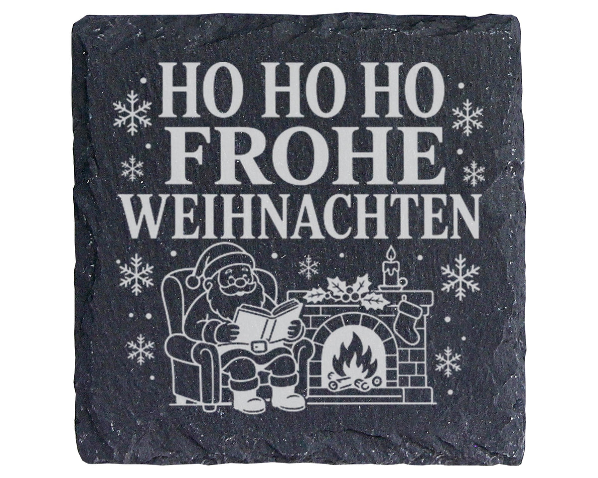 Schiefer Untersetzer Lesen Weihnachtsmann - Frohe Weihnachten Geschenk – Bild 1
