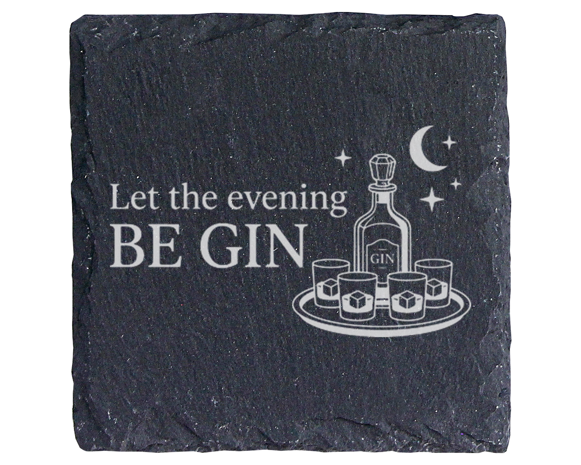Gin Untersetzer Schiefertafel, Let the evening BE GIN Geschenk, Gesche – Bild 1