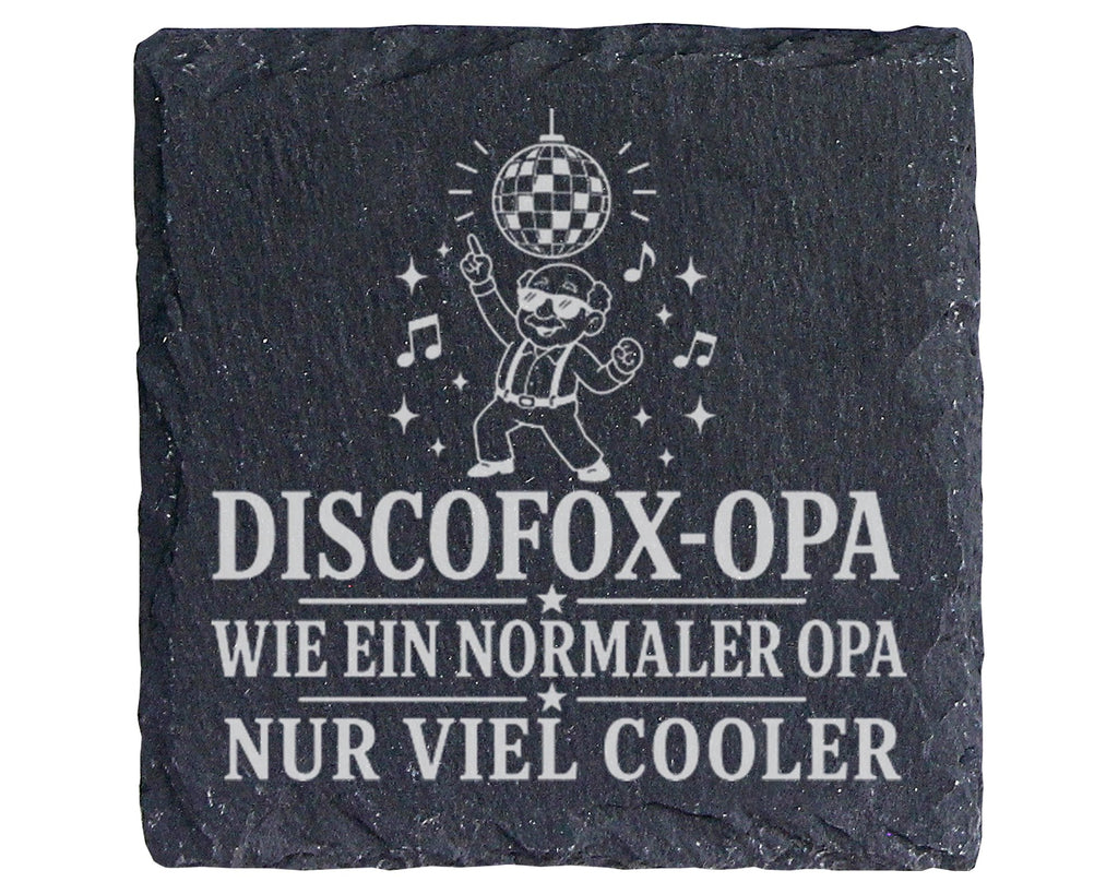 Schiefer Untersetzer Discofox Opa wie ein normaler nur viel cooler - L – Bild 1
