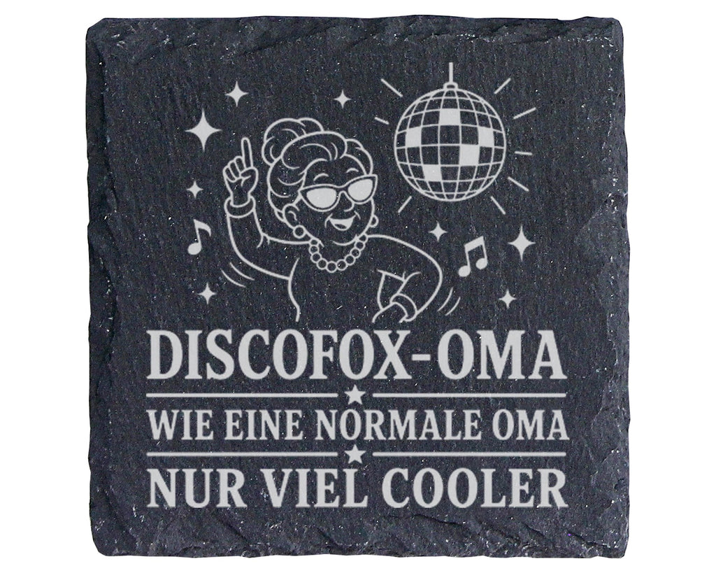 Schiefer Untersetzer Discofox Oma wie eine normale nur viel cooler - L – Bild 1