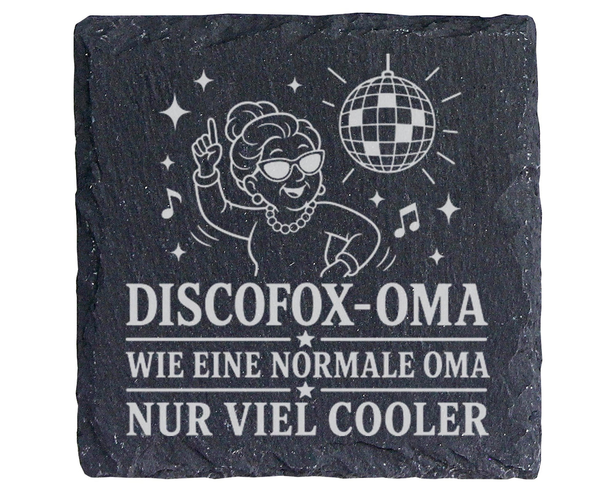 Schiefer Untersetzer Discofox Oma wie eine normale nur viel cooler - L – Bild 1