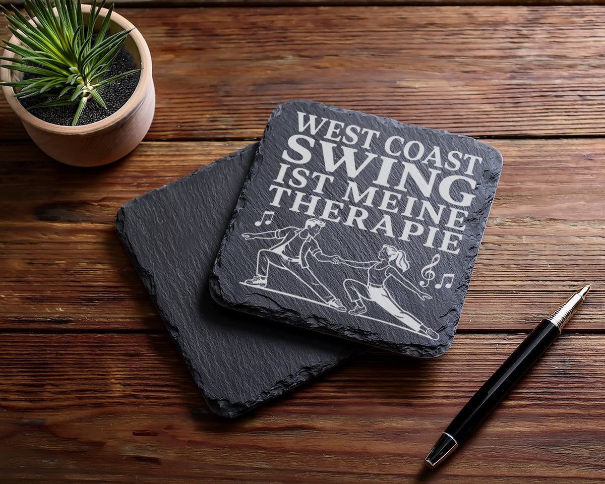 Schiefer Untersetzer West Coast Swing ist meine Therapie - Geschenk fü – Bild 5