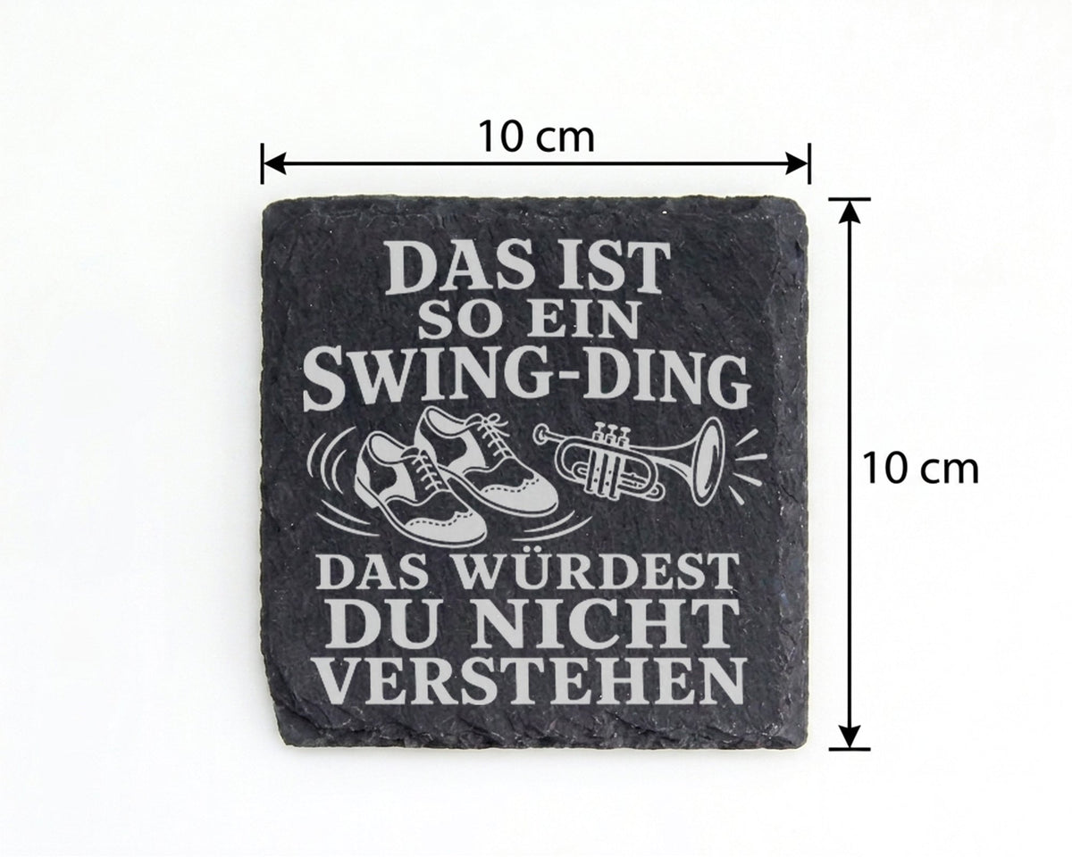 Schiefer Untersetzer Das ist so ein Swing Ding - Geschenk für Lindy Ho – Bild 4