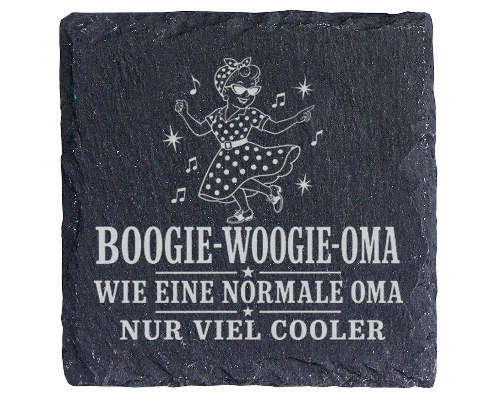 Schiefer Untersetzer Boogie Woogie Oma wie eine normale nur viel coole – Bild 1
