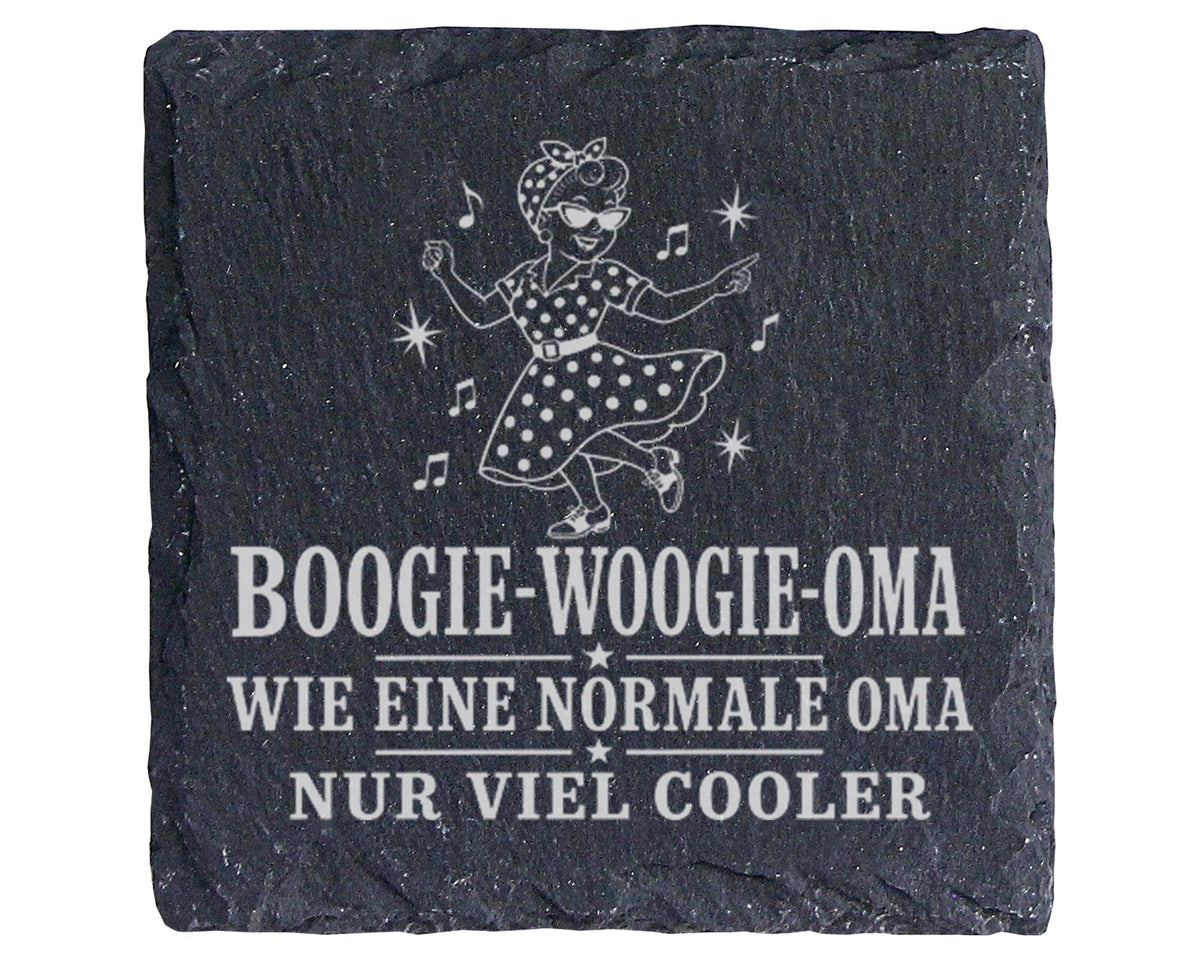 Schiefer Untersetzer Boogie Woogie Oma wie eine normale nur viel coole – Bild 1