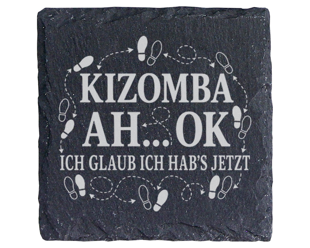 Schiefer Untersetzer Kizomba Ah ok jetzt hab ichs - Lustiges Geschenk  – Bild 1