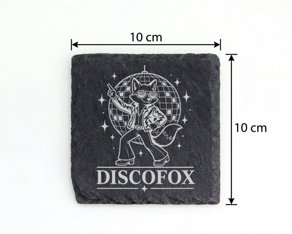 Schiefer Untersetzer Discofox tanzender Fuchs unter der Discokugel - R – Bild 4
