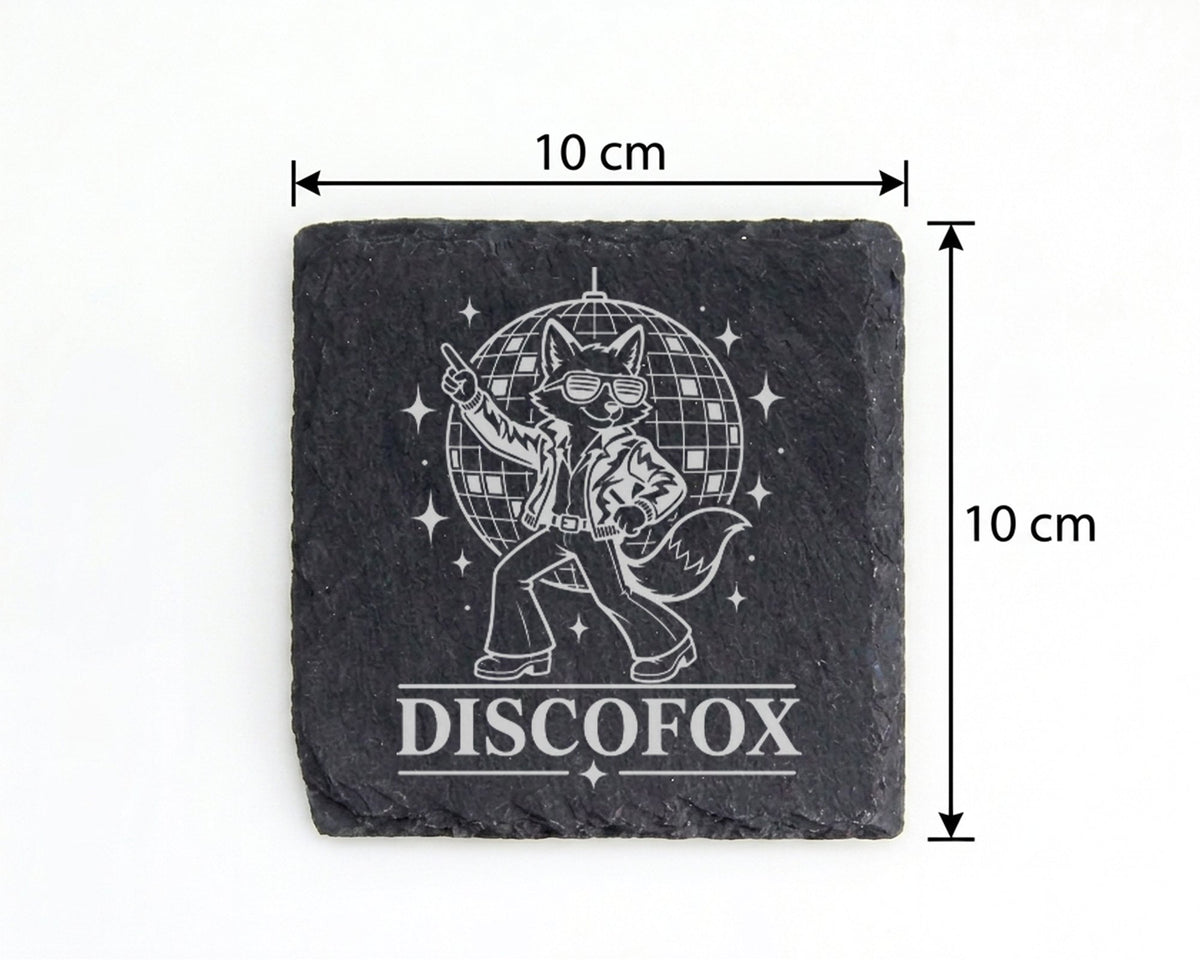 Schiefer Untersetzer Discofox tanzender Fuchs unter der Discokugel - R – Bild 4