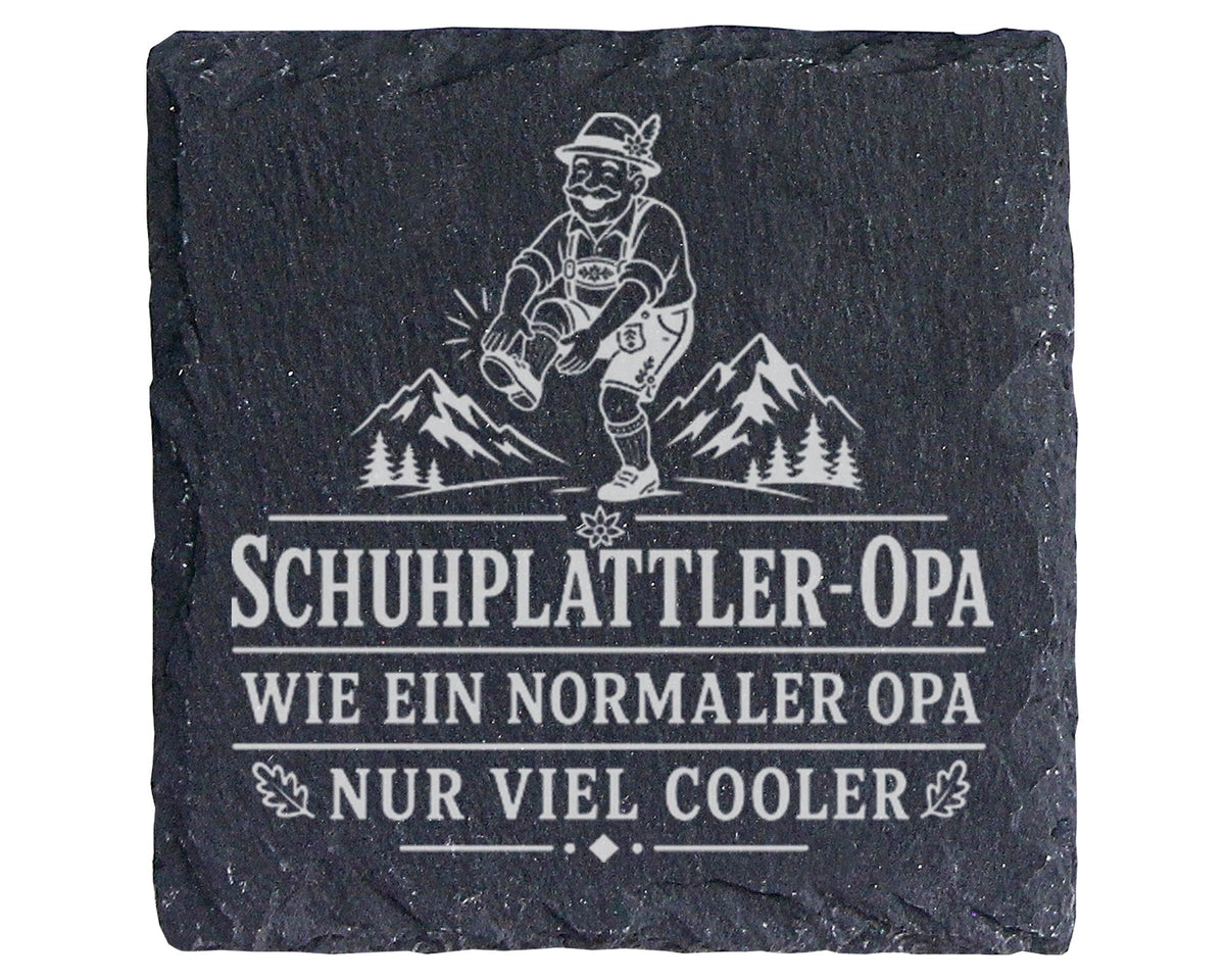 Schiefer Untersetzer Schuhplattler Opa wie ein normaler nur viel coole – Bild 1