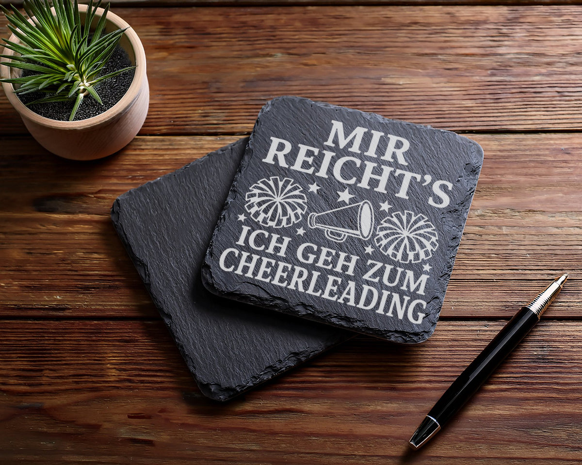 Schiefer Untersetzer Mir reichts ich geh zum Cheerleading - Geschenk f – Bild 5