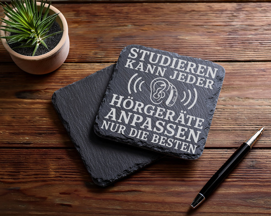 Schiefer Untersetzer Studieren kann jeder Hörgeräte anpassen nur die B – Bild 5
