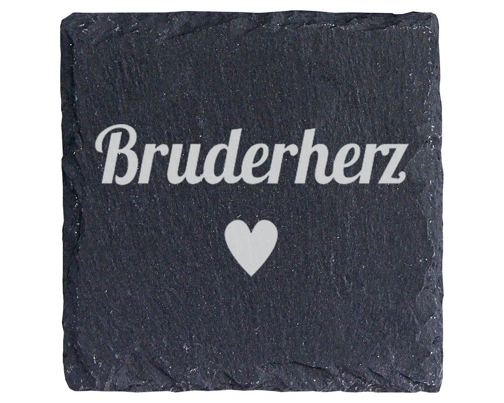 Schiefer Untersetzer Bruderherz Mit Herz - Geschenk Für Den Bruder Und – Bild 1