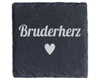Schiefer Untersetzer Bruderherz Mit Herz - Geschenk Für Den Bruder Und – Bild 1