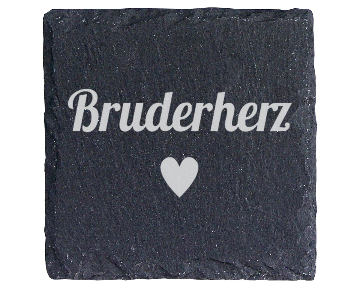 Schiefer Untersetzer Bruderherz Mit Herz - Geschenk Für Den Bruder Und – Bild 1