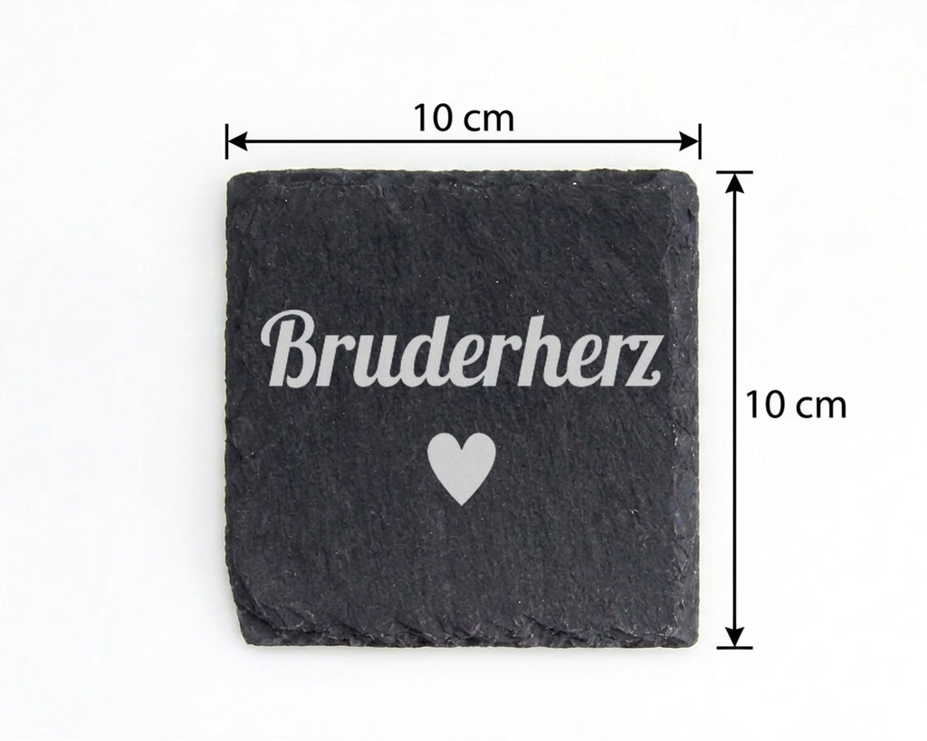 Schiefer Untersetzer Bruderherz Mit Herz - Geschenk Für Den Bruder Und – Bild 4