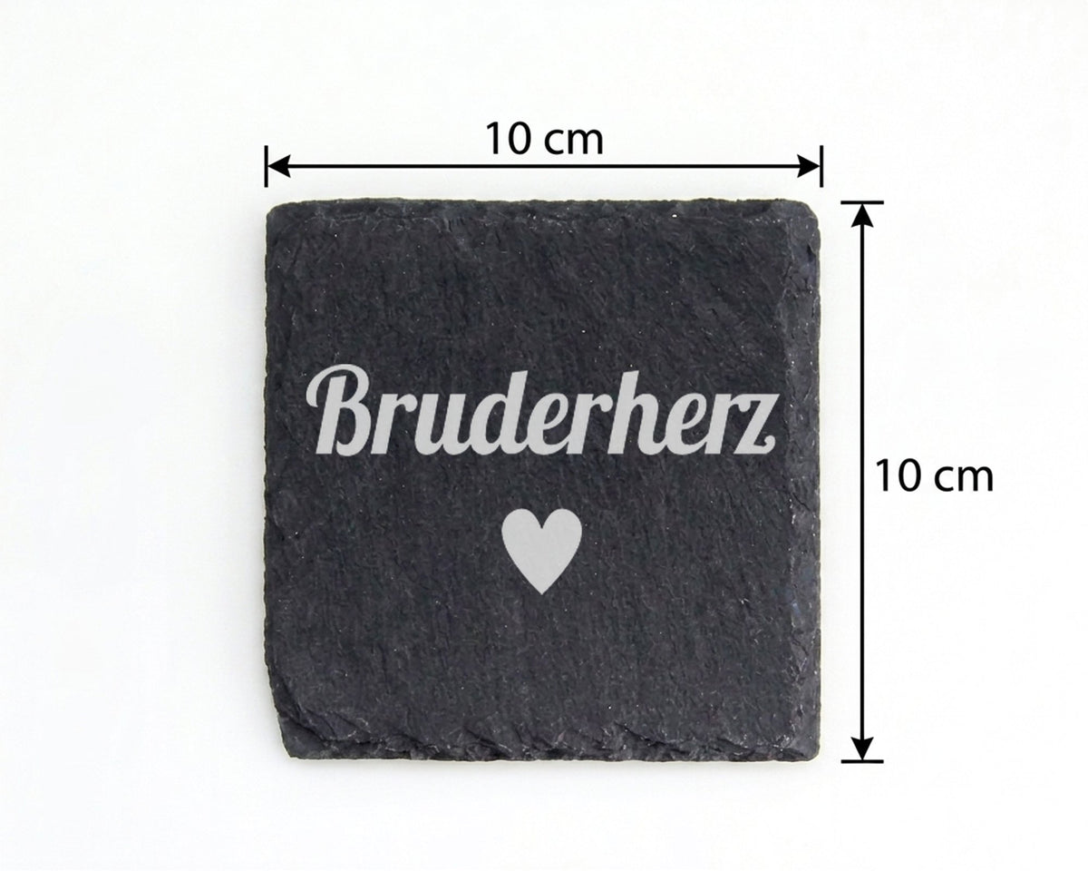 Schiefer Untersetzer Bruderherz Mit Herz - Geschenk Für Den Bruder Und – Bild 4