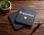 Schiefer Untersetzer Bruderherz Mit Herz - Geschenk Für Den Bruder Und – Bild 5