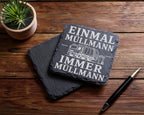 Schiefer Untersetzer Einmal Müllmann immer - Geschenk für Müllwerker & – Bild 5