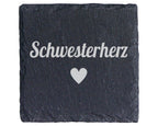 Schiefer Untersetzer Schwesterherz Motiv Mit Herz - Geschenk Für Die S – Bild 1