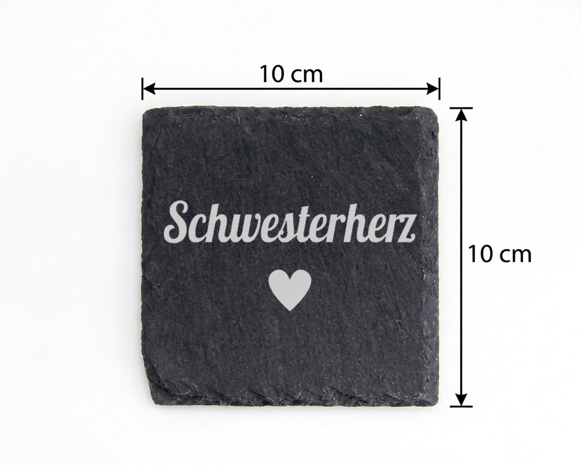 Schiefer Untersetzer Schwesterherz Motiv Mit Herz - Geschenk Für Die S – Bild 4