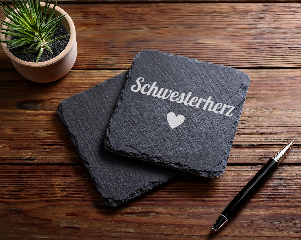 Schiefer Untersetzer Schwesterherz Motiv Mit Herz - Geschenk Für Die S – Bild 5