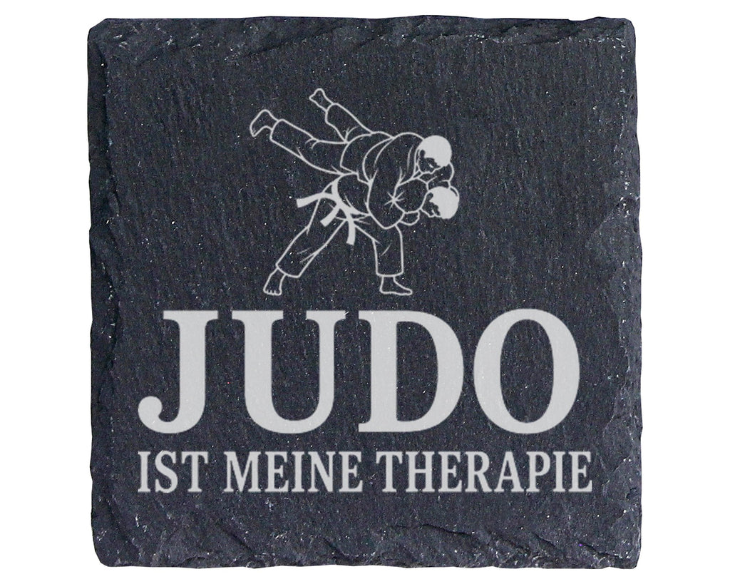 Schiefer Untersetzer Judo ist meine Therapie - Geschenk für Judoka, Tr – Bild 1
