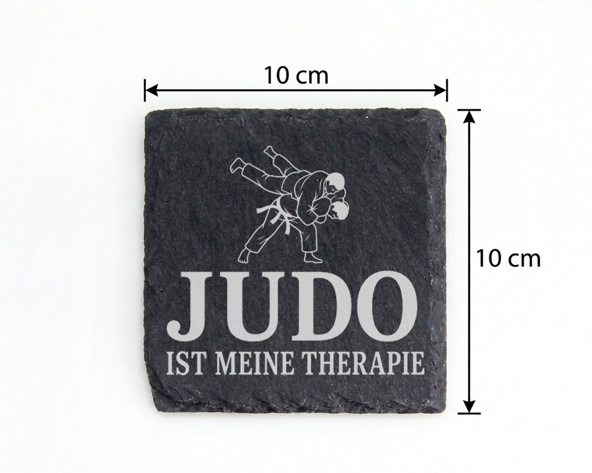 Schiefer Untersetzer Judo ist meine Therapie - Geschenk für Judoka, Tr – Bild 4