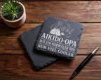Schiefer Untersetzer Aikido Opa wie ein normaler nur viel cooler - Ges – Bild 5