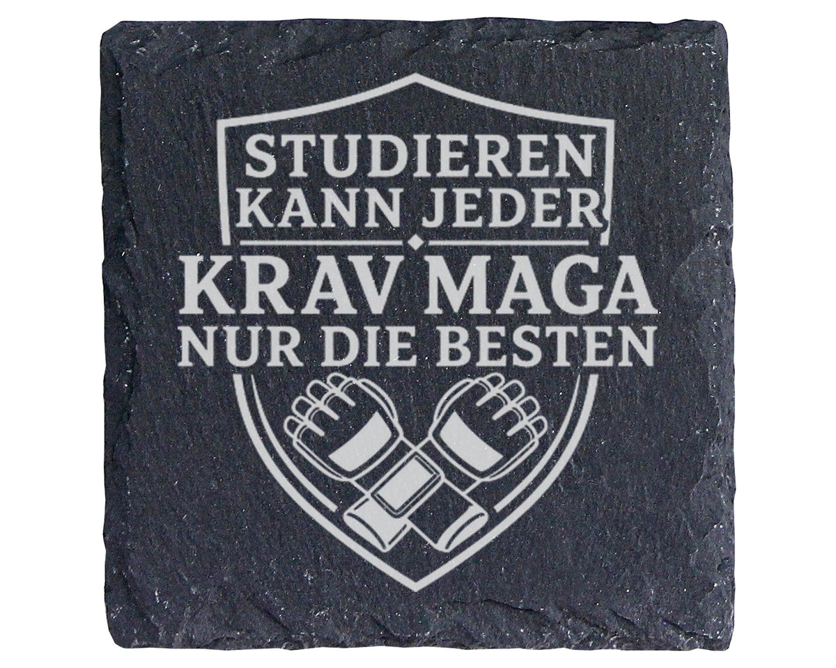 Schiefer Untersetzer Studieren kann jeder Krav Maga nur die Besten - G – Bild 1
