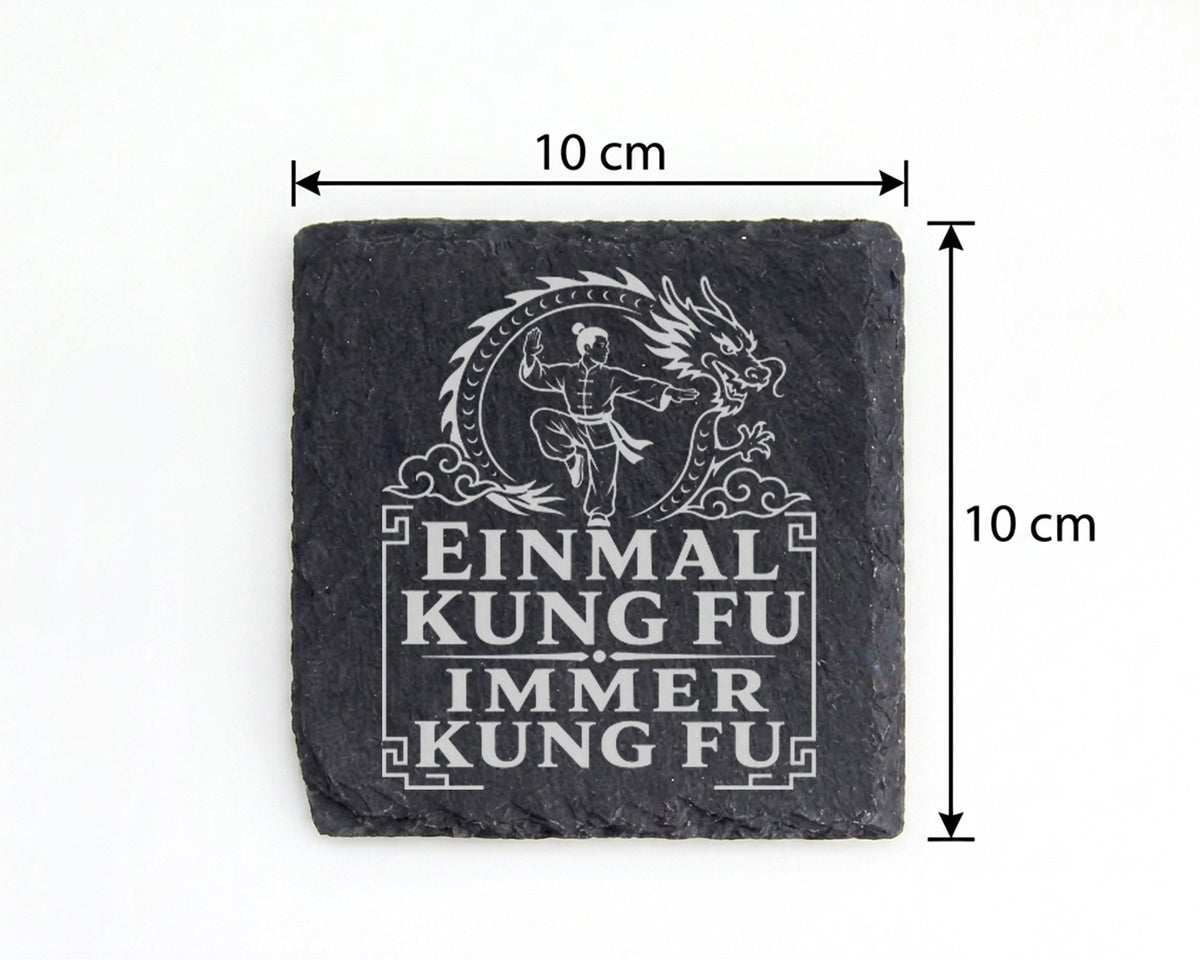 Schiefer Untersetzer Einmal Kung Fu immer - Geschenk für Kampfkunst &  – Bild 4