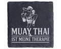 Schiefer Untersetzer Muay Thai ist meine Therapie - Geschenk für Thaib – Bild 1