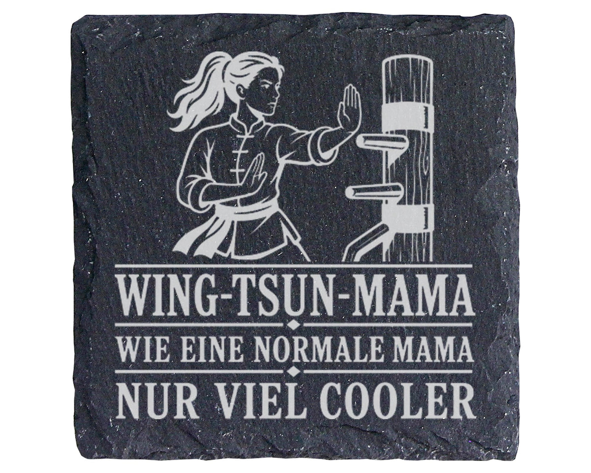 Schiefer Untersetzer Wing Tsun Mama wie eine normale nur viel cooler - – Bild 1