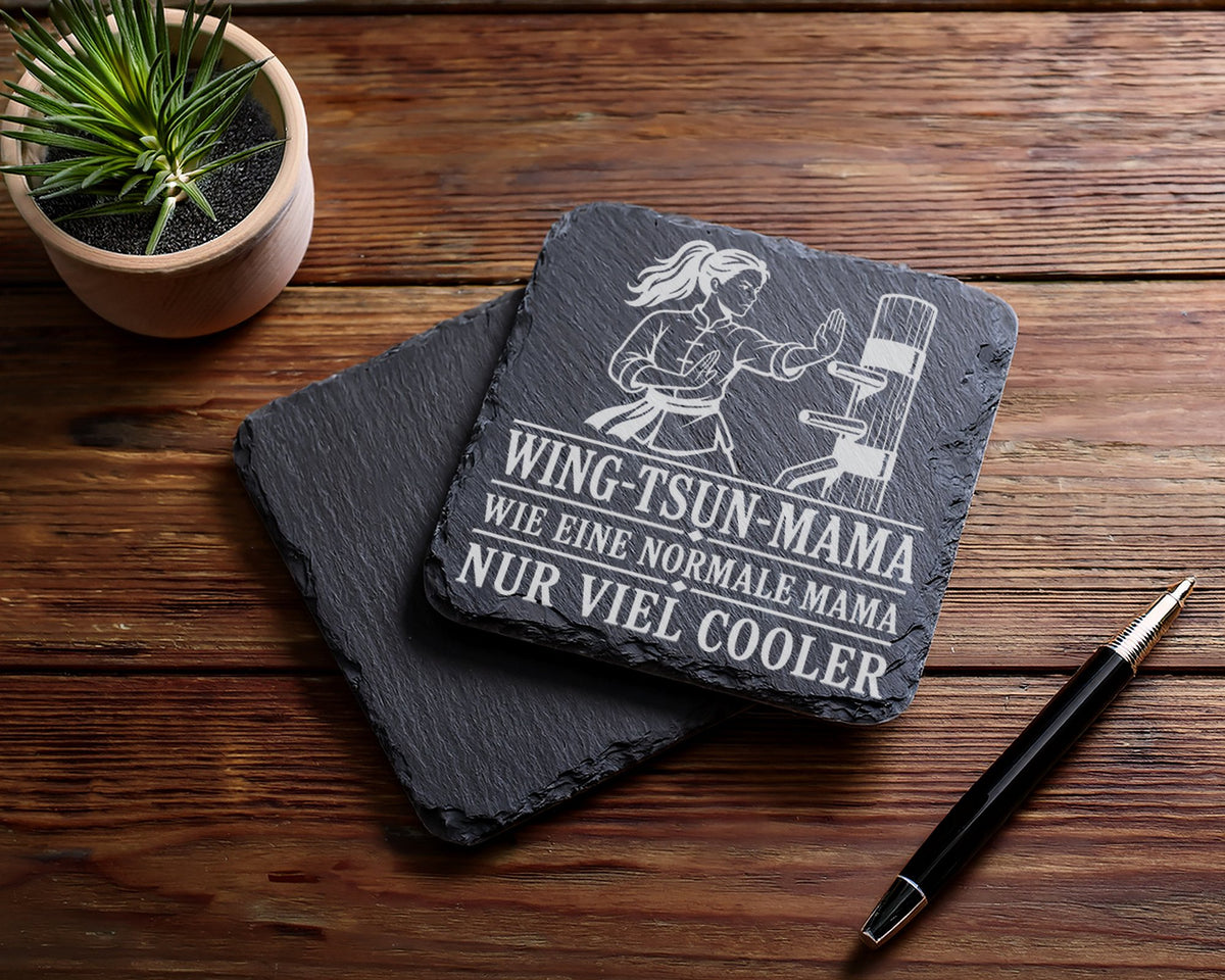 Schiefer Untersetzer Wing Tsun Mama wie eine normale nur viel cooler - – Bild 5