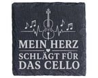 Schiefer Untersetzer Mein Herz schlägt für das Cello - Cellist, Cellis – Bild 1