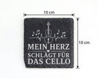 Schiefer Untersetzer Mein Herz schlägt für das Cello - Cellist, Cellis – Bild 4