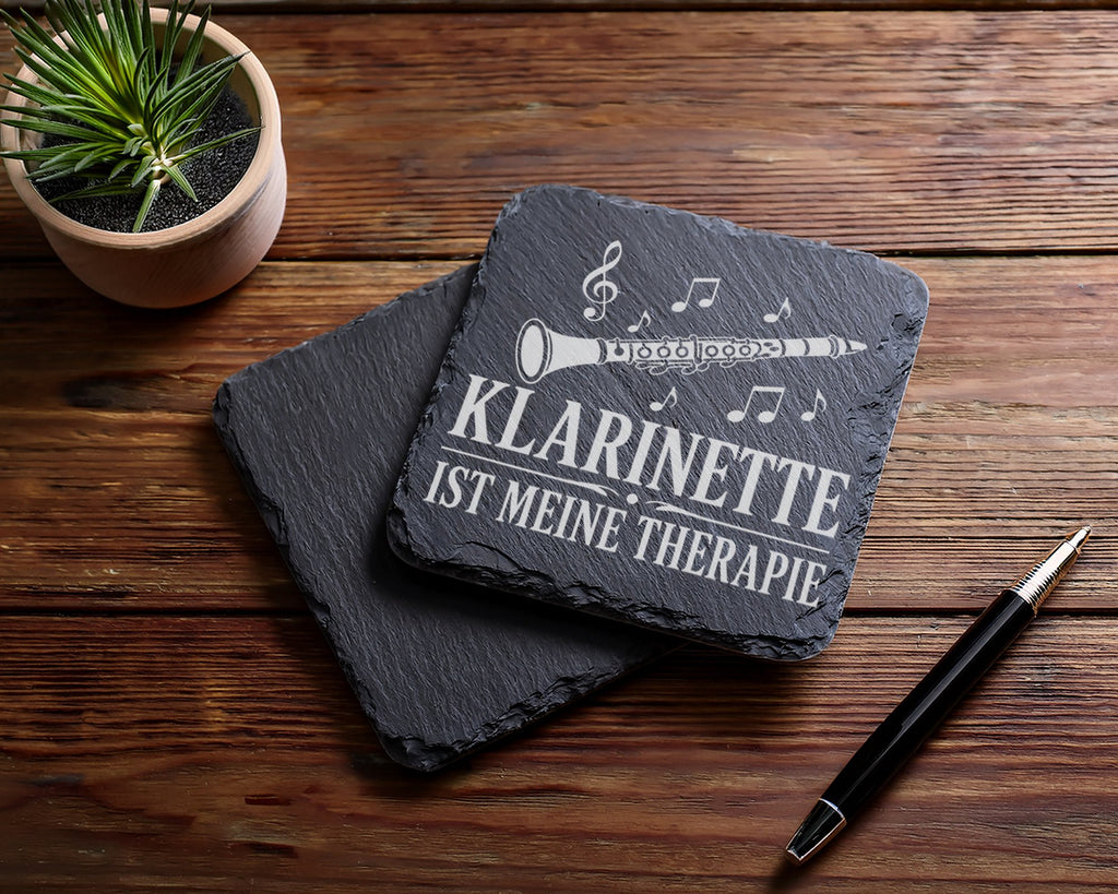 Schiefer Untersetzer Klarinette ist meine Therapie - Geschenk für Klar – Bild 5