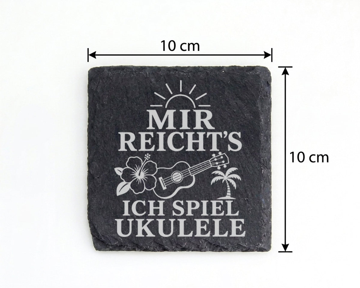 Schiefer Untersetzer Mir reichts ich spiel Ukulele - Geschenk für Musi – Bild 4