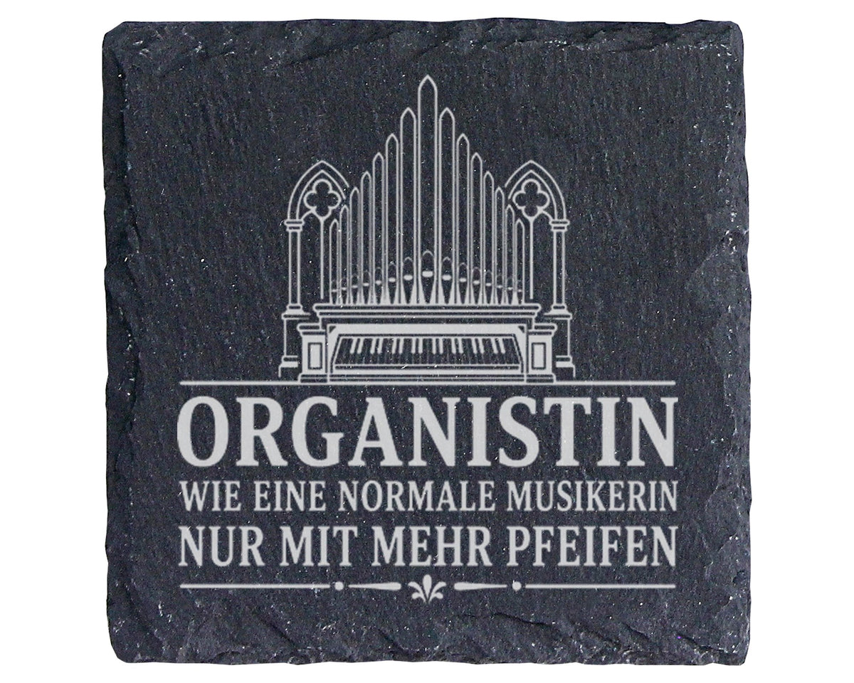 Schiefer Untersetzer Organistin wie eine normale Musikerin nur mit meh – Bild 1