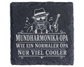 Schiefer Untersetzer Mundharmonika Opa wie ein normaler nur viel coole – Bild 1