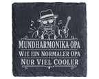 Schiefer Untersetzer Mundharmonika Opa wie ein normaler nur viel coole – Bild 1