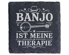 Schiefer Untersetzer Banjo ist meine Therapie - Geschenk für Musiker,  – Bild 1
